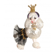 Χριστουγεννιάτικo Γυάλινo Σκυλάκι Λευκό (12cm)